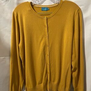 Mustard Yellow Women's Button Down Sweater